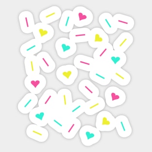 Cute Retro 80s Pastel Hearts and Sprinkles Sticker